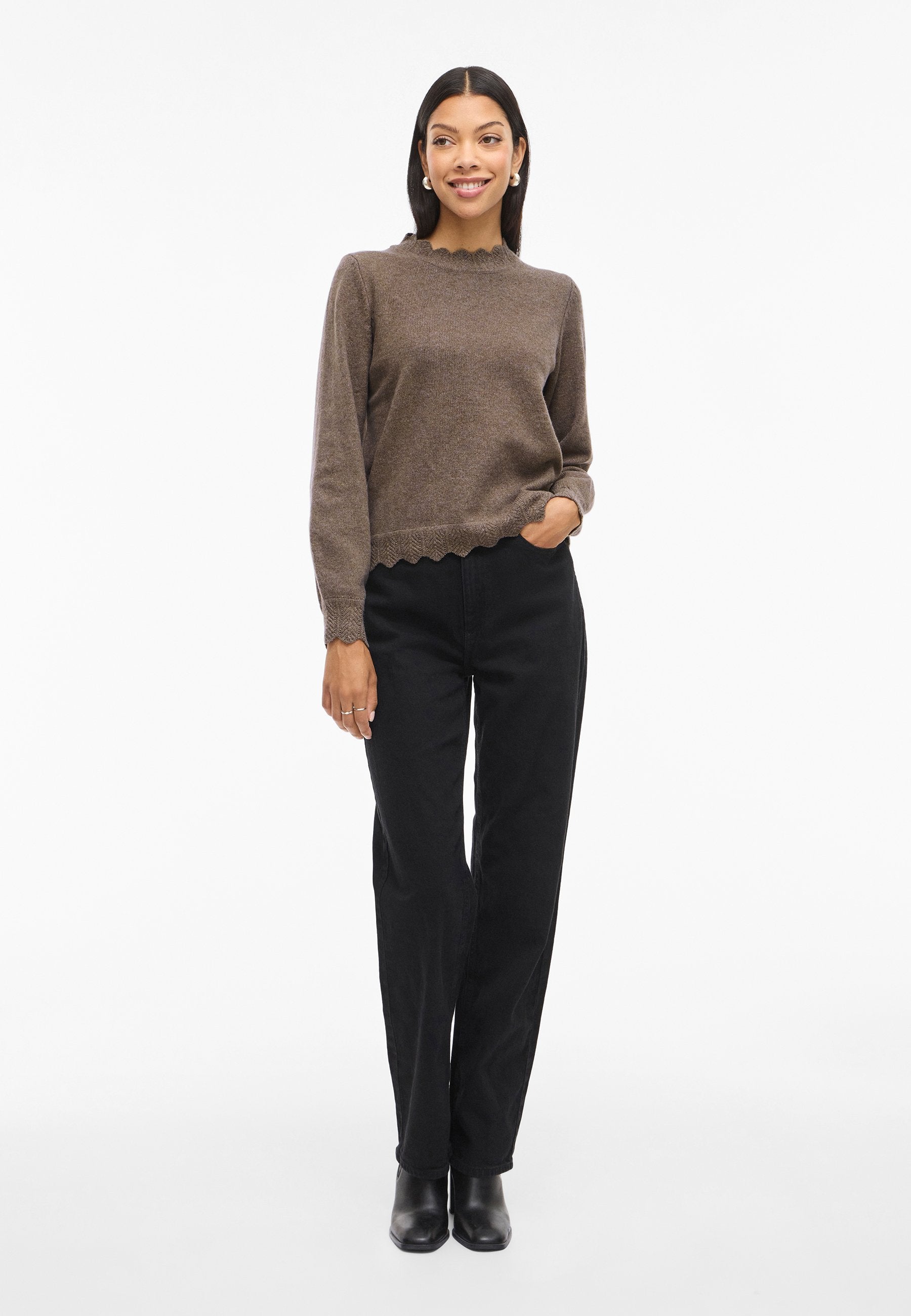 VILA VINIKOLINA O-NECK L/S KNIT TOP - NOOS