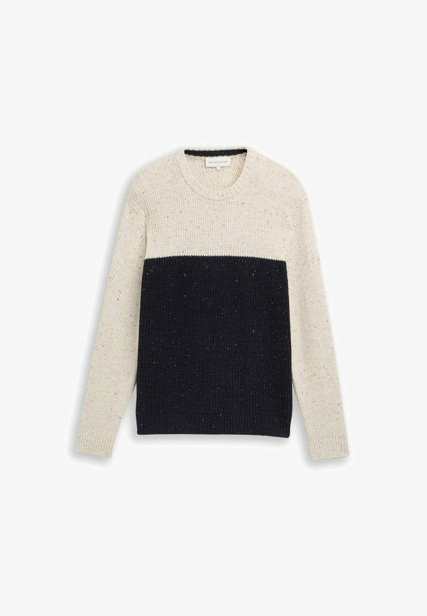 TOM TAILOR Jumper - offwhite navy color block