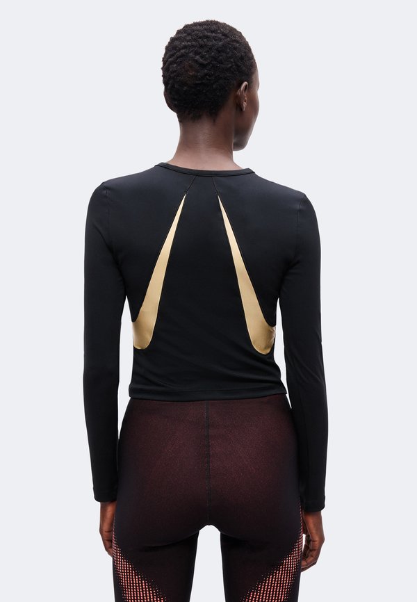 Nike Performance SCULPT - Long sleeved top - black/beige