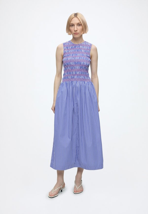 Tommy Hilfiger SMOCKING STRIPE MIDI  - Day dress - stacking stp/ verona blue