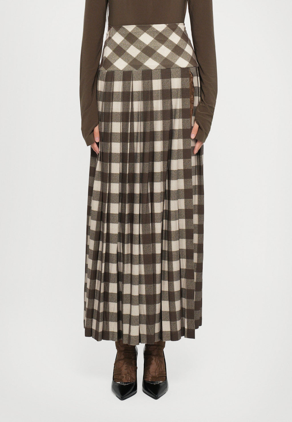 Norma Kamali PLEATED LONG SKIRT SLIT