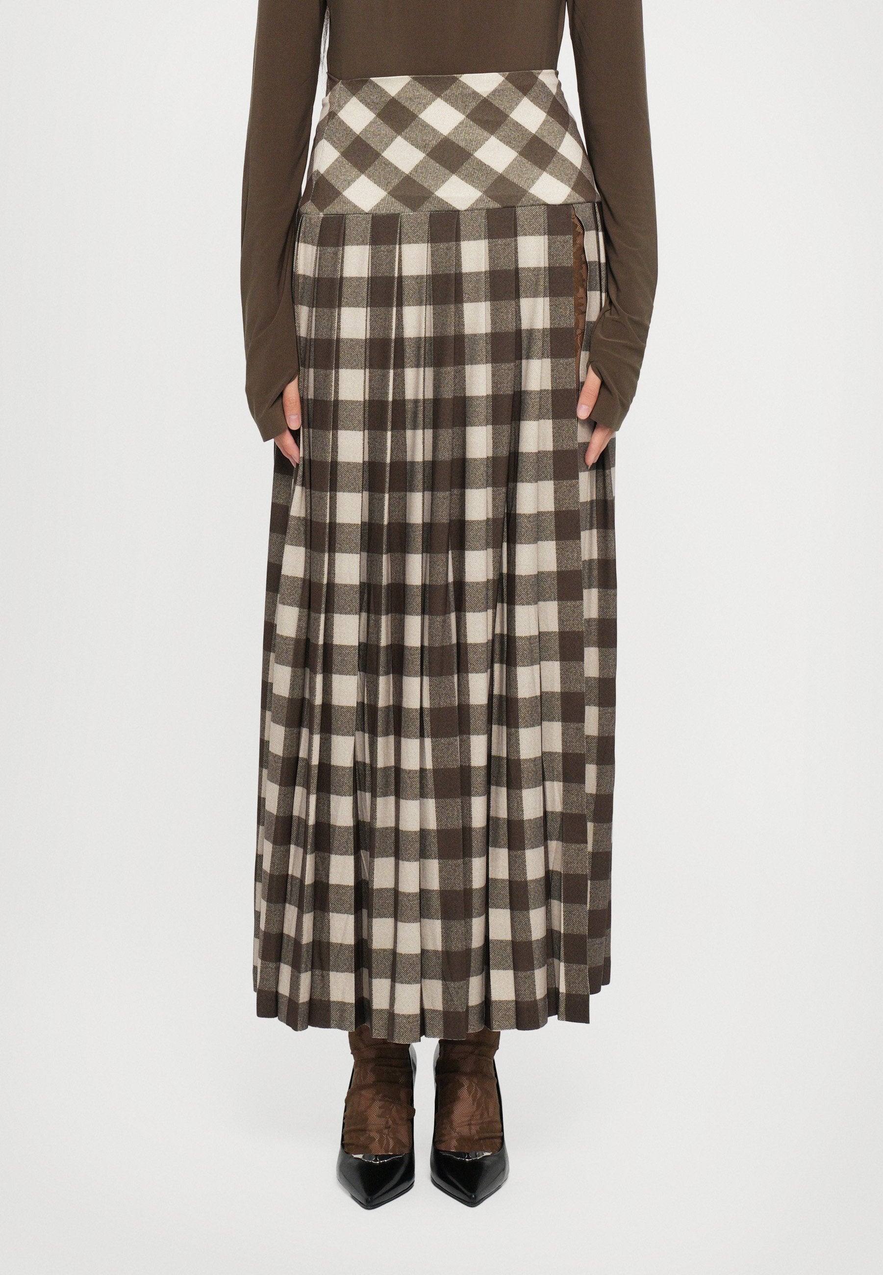 Norma Kamali PLEATED LONG SKIRT SLIT