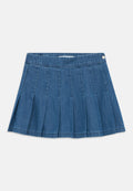 PLEATED DENIM MINI SKIRT Media 1