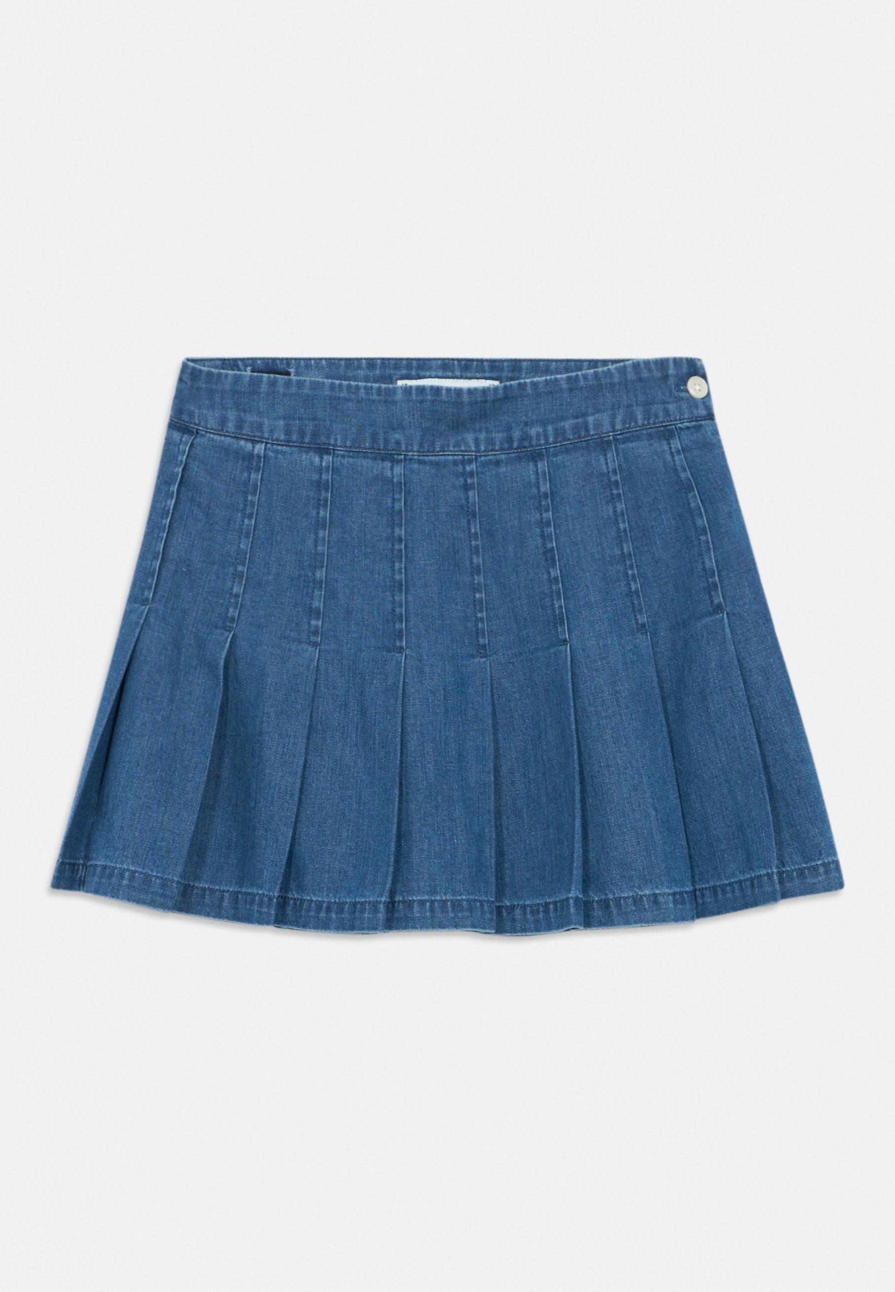 PLEATED DENIM MINI SKIRT Media 1