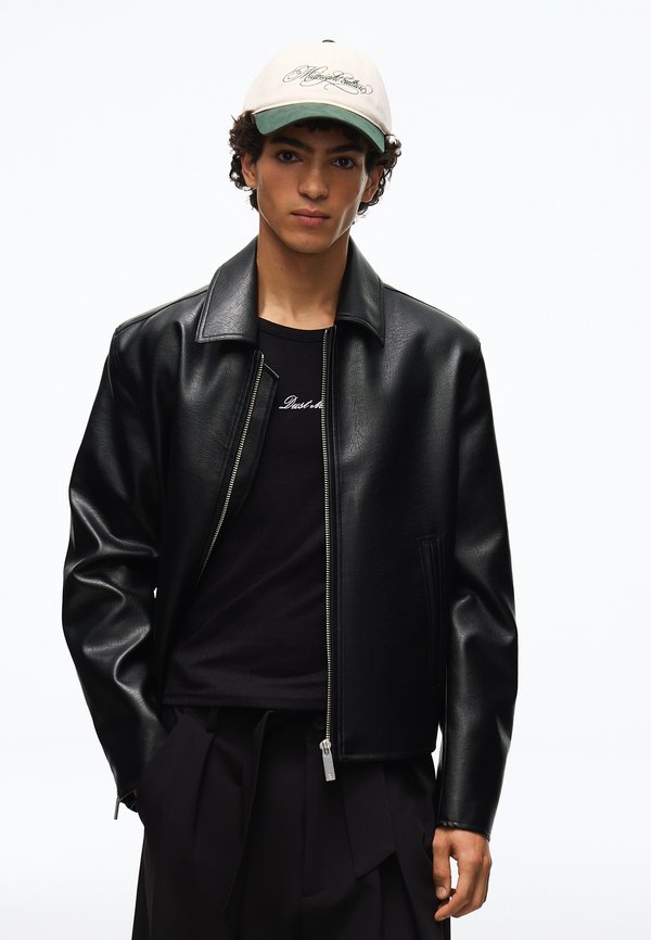 Bershka Faux leather jacket - black