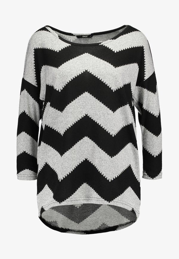 ONLY ONLELCOS 4/5 AOP TOP JRS NOOS - Long sleeved top - light grey melange/black