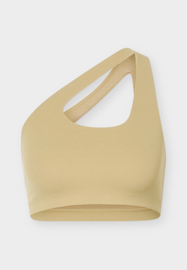 Nike Performance W NK DF ZENVY LS ASYM BRA SNL - Light support sports bra - parachute beige/white
