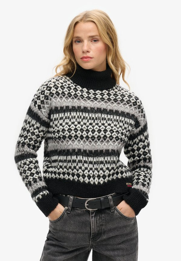 Superdry & Co ROLL NECK CROP - Jumper - black