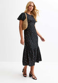 New Look FLORAL PRINT GATHERED MIDI