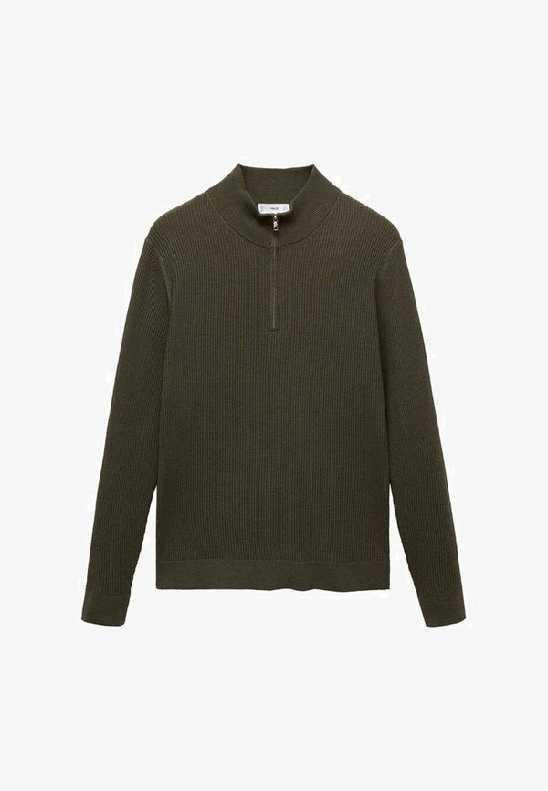 Mango WITH ZIP NECK - Jumper - olive
