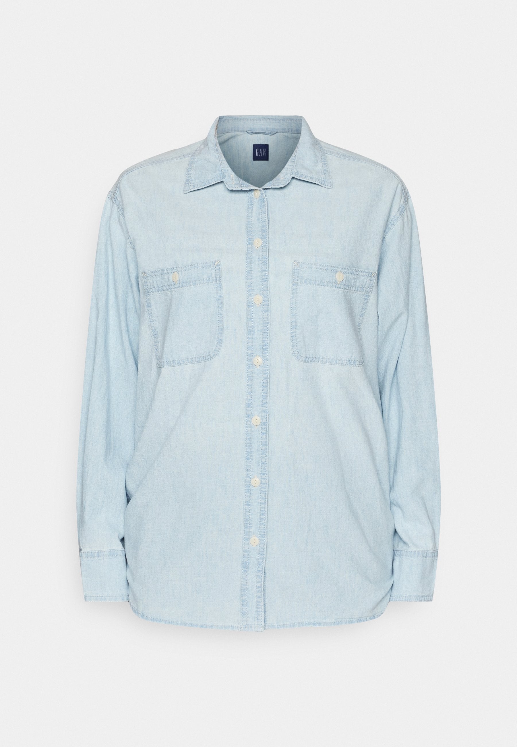 GAP THE BIG SHIRT BLEACH CHAMBRAY