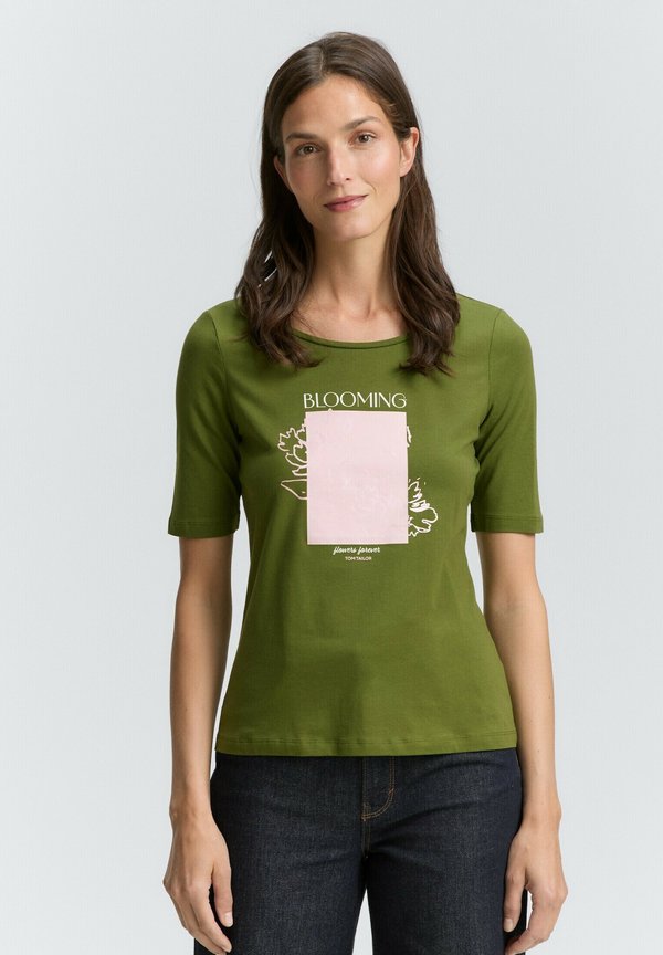 TOM TAILOR Print T-shirt - deep ivy green