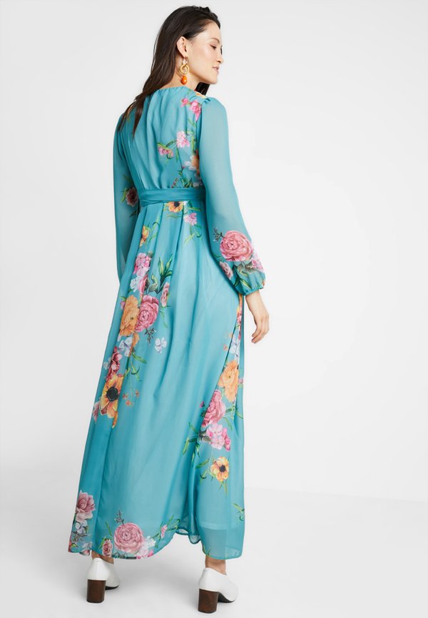 True Violet TRUE WRAP MAXI WITH SLEEVES DRESS