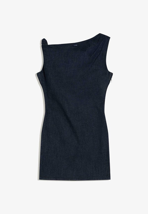 Bershka MINI OFF-SHOULDER - Denim dress - royal blue