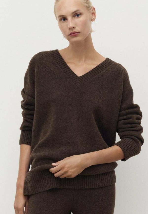 Mango V-NECK SWEATER - Jumper - brown