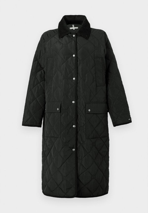 Tommy Hilfiger FLAG QUILTED PADDED OVERSIZED LONGLINE COAT - Winter coat - black