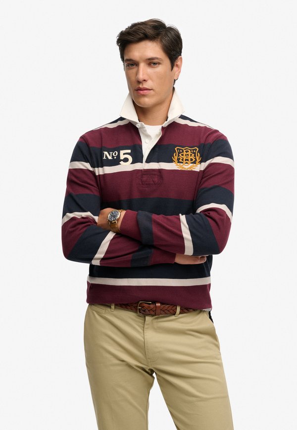 Superdry & Co SUPERDRY DOUBLE EMBLEM STRIPE RUGBY TOP.. - Polo shirt - port navy stripe