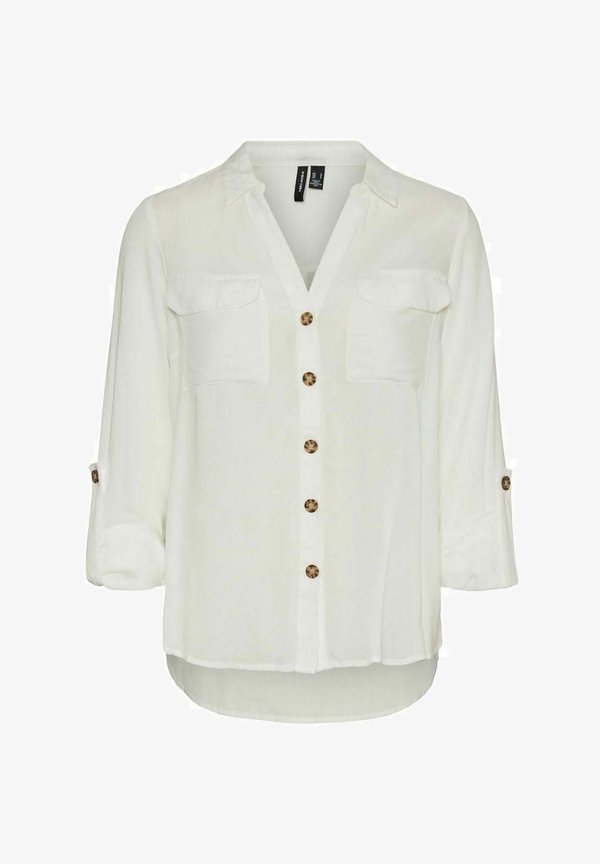 Vero Moda VMBUMPY L/S SHIRT NEW WVN NOOS - Button-down blouse - snow white