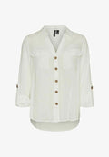 Vero Moda VMBUMPY L/S SHIRT NEW WVN NOOS - Button-down blouse - snow white