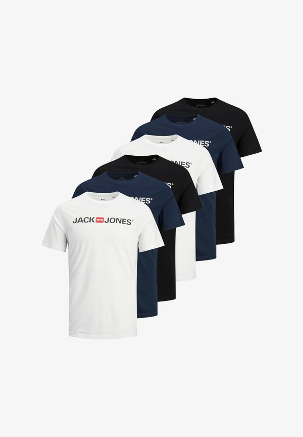 Jack & Jones 6ER PACK - Print T-shirt - weiß marineblau schwarz