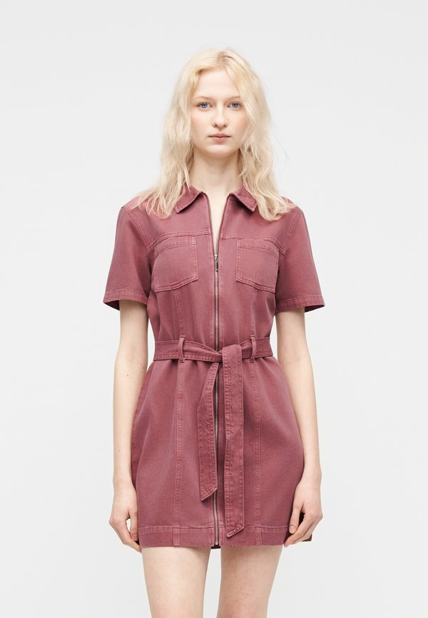 ONLY ONLSILLA BELT SHORT DRESS - Denim dress - rose brown