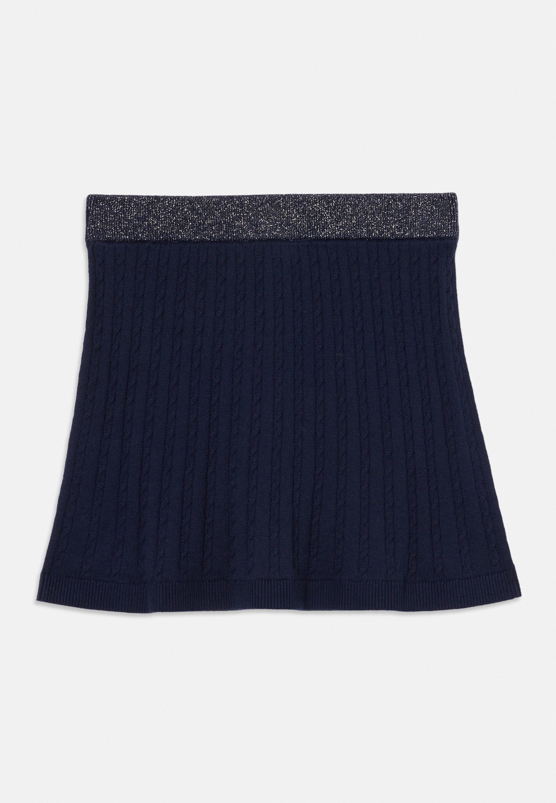 GLITTER WAISTBAND MINI CABLE KNIT SKIRT Media 2