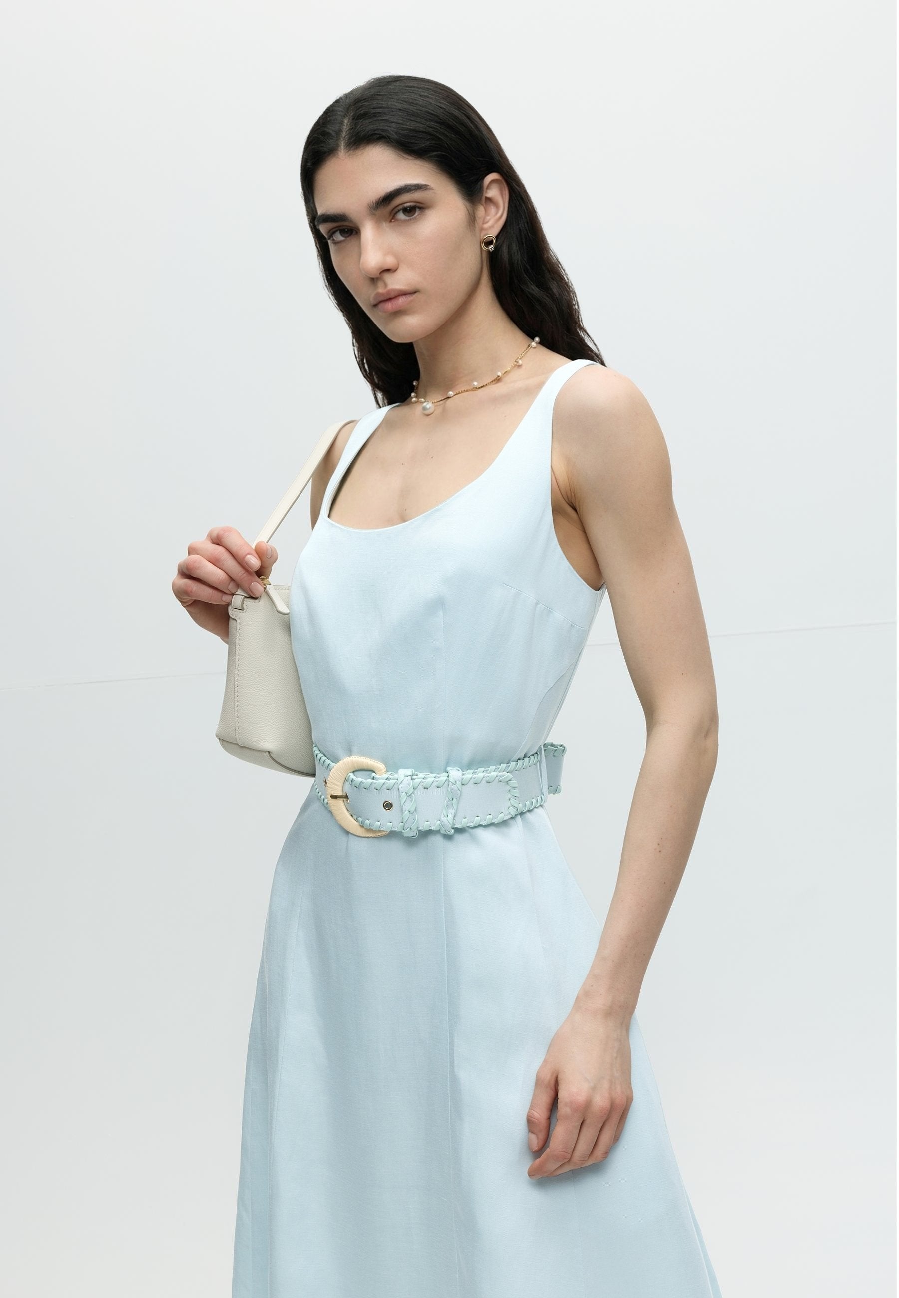 MARCIANO BY GUESS JANE BELTED MIDI DRESS