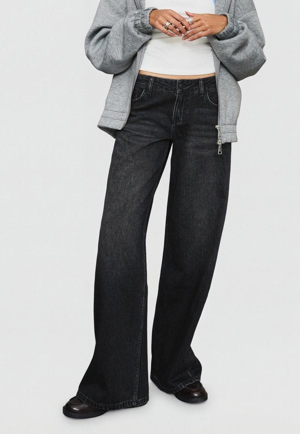Bershka WIDE-LEG -  - Wide Leg - black