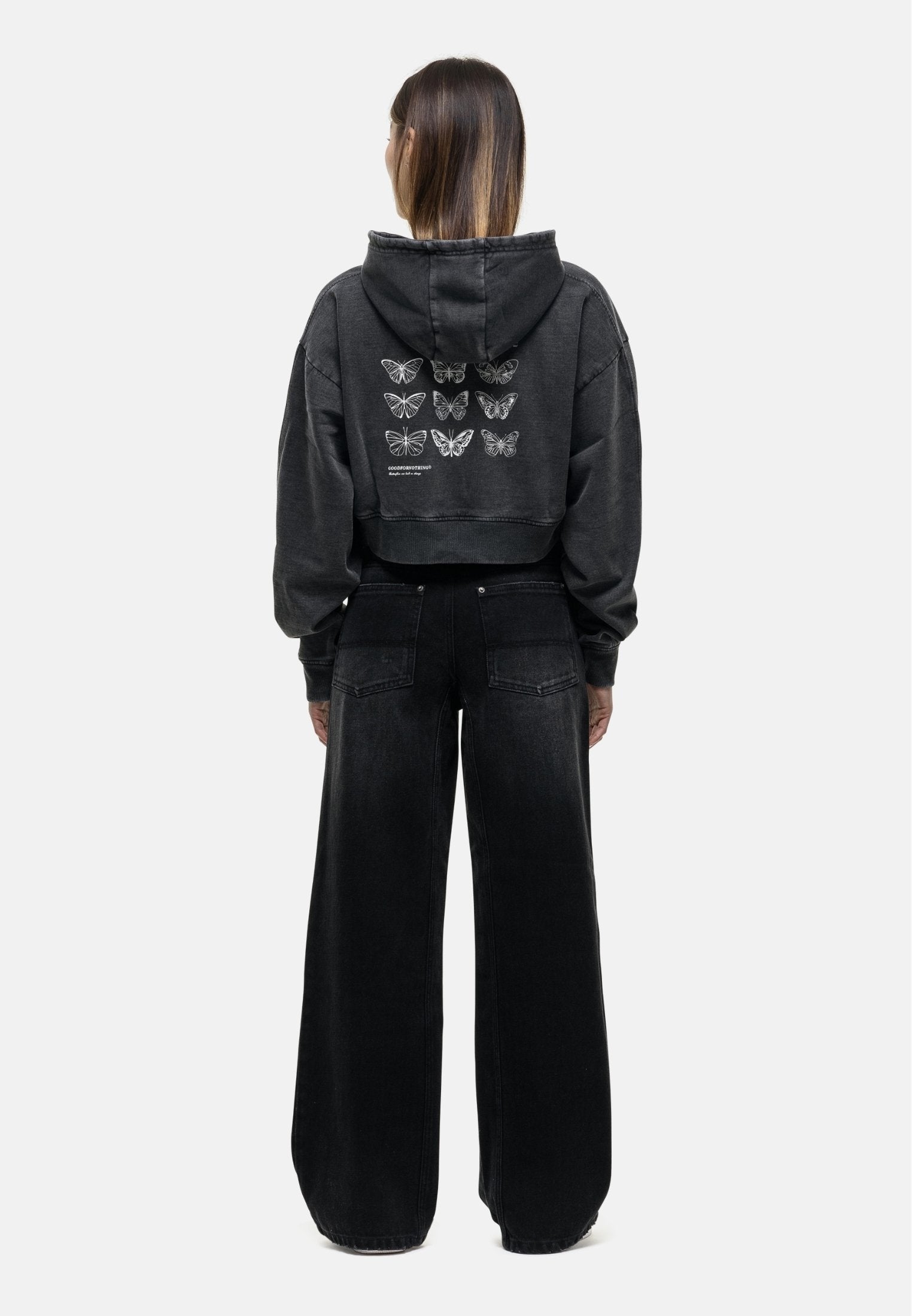 Good For Nothing METAMORPHOSIS BLACK WASH CROPPED HOODIE