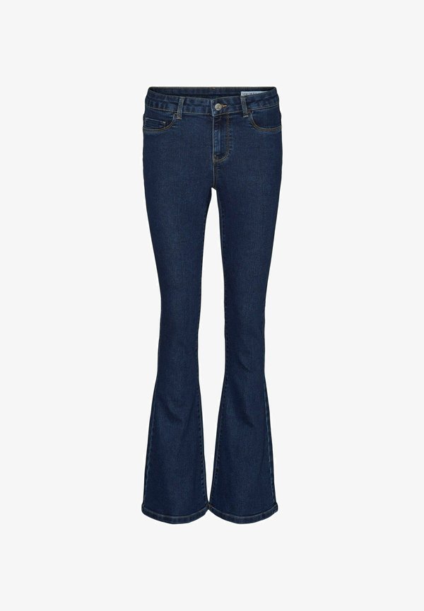 Vero Moda Flared fit VMELLY Mid rise - Bootcut jeans - dark blue denim