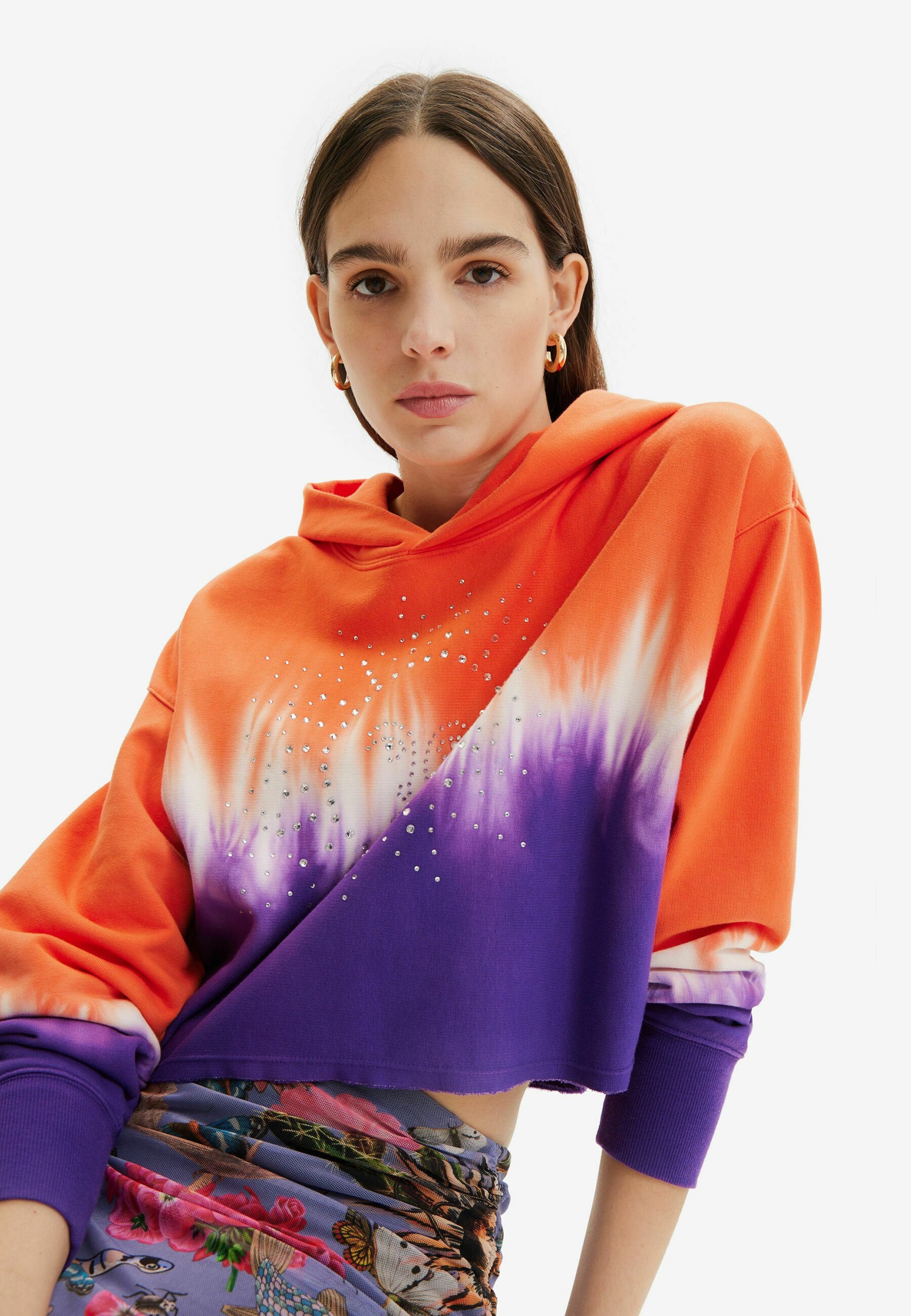 Desigual TIE-DYE RHINESTONE HOODIE