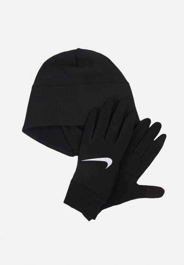 Nike Performance MEN'S RUN DRY HAT AND GLOVE SET - Gloves - black/silver