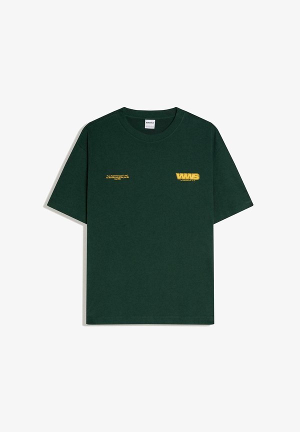 Bershka Print T-shirt - dark green