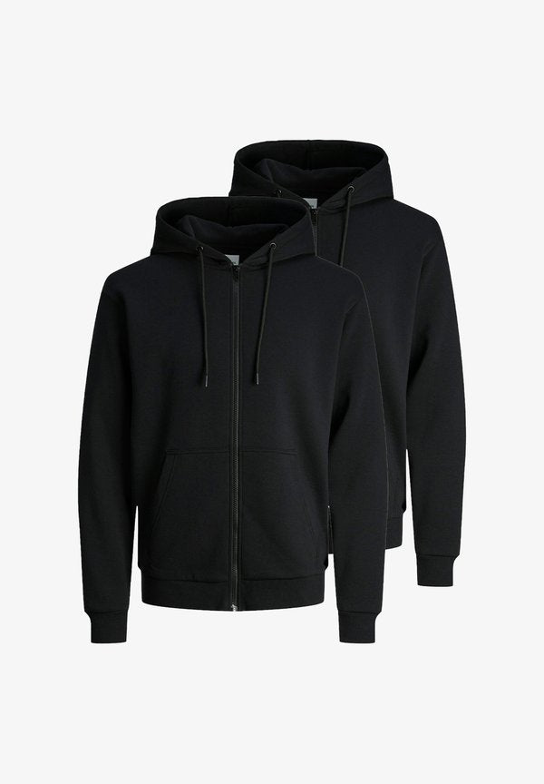 Jack & Jones HOODIE 2ER PACK BRADLEY - Zip-up sweatshirt - schwarz