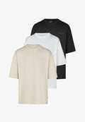 Jack & Jones JJECHARGE 3 PACK - Basic T-shirt - pack 1 (black white moonbeam)