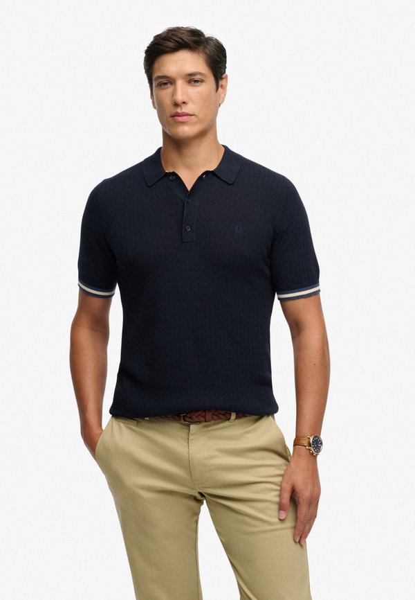 Superdry & Co TEXTURE SHORT SLEEVE - Polo shirt - classic navy stag