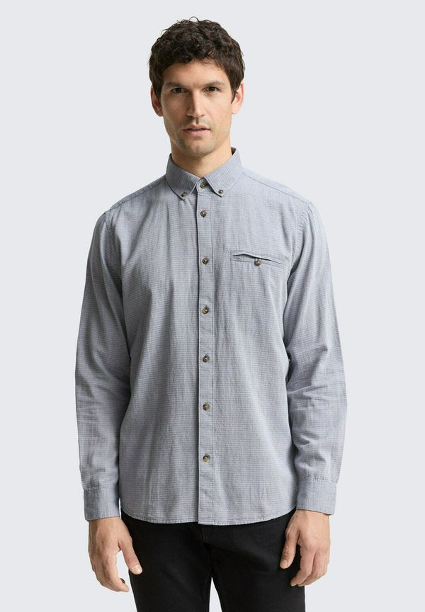 TOM TAILOR REGULAR FIT - Shirt - navy stripy structure