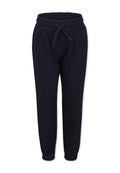 Marineblaue Jogginghosen mit einem Kordelzugbund, schmal zulaufenden Beinen und elastischen Bündchen. Hergestellt aus weichem, bequemem Material.