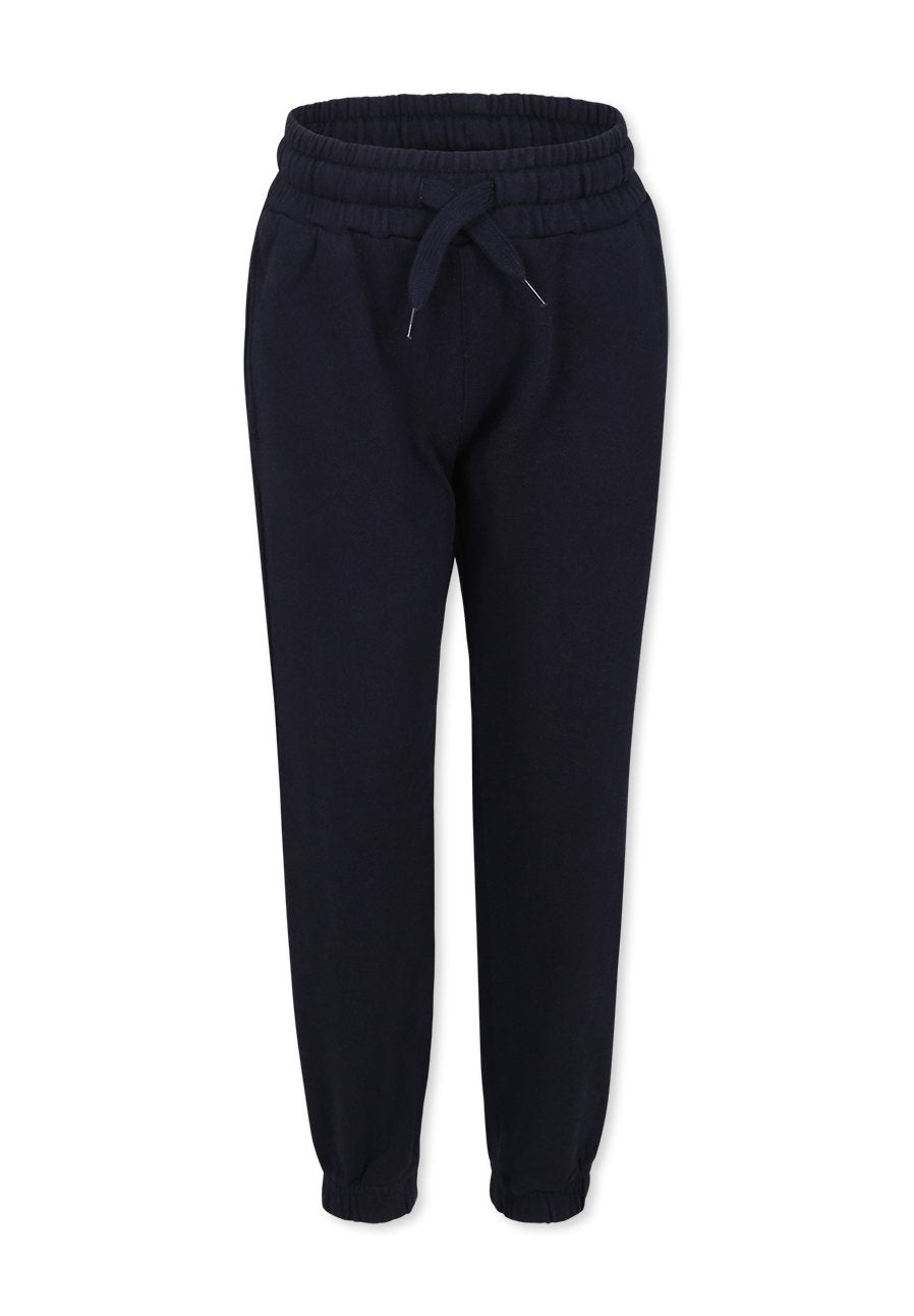 Marineblaue Jogginghosen mit einem Kordelzugbund, schmal zulaufenden Beinen und elastischen Bündchen. Hergestellt aus weichem, bequemem Material.