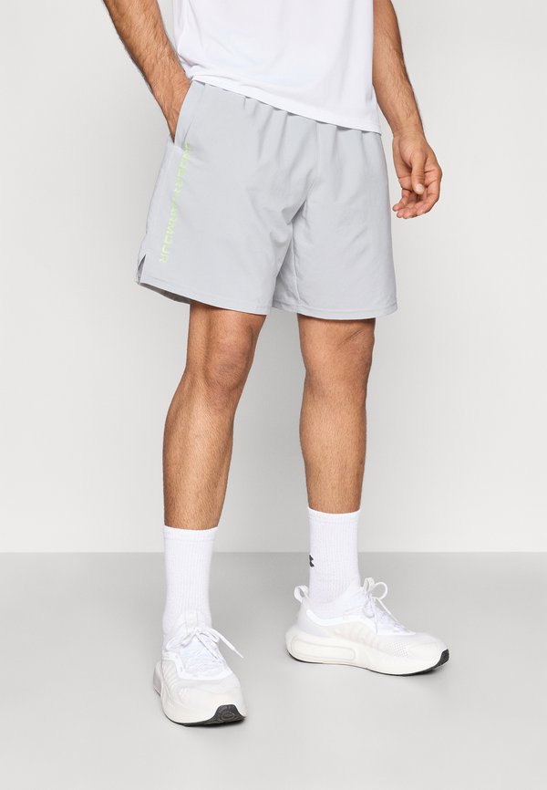 Under Armour TECH WOVEN WORDMARK - Sports shorts - gray/lumos lime