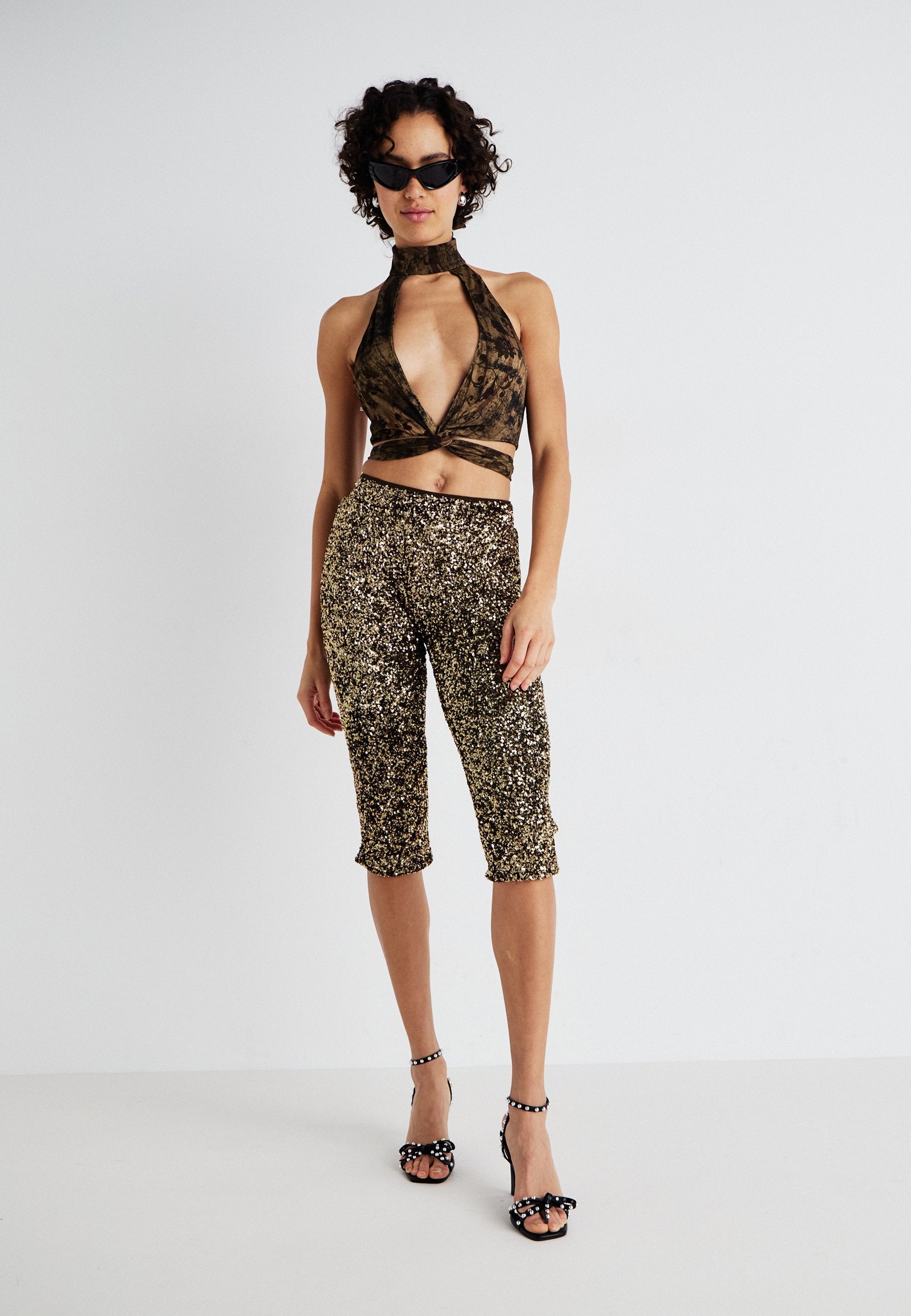 Jaded London SEQUIN CAPRI TROUSERS