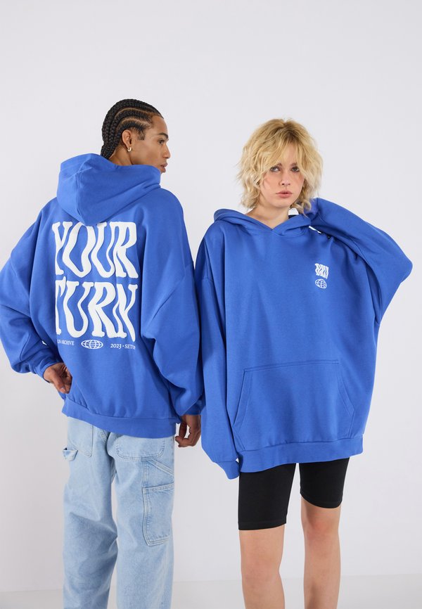 YOURTURN UNISEX OVERSIZED FIT DISTORTED PRINT HOODIE