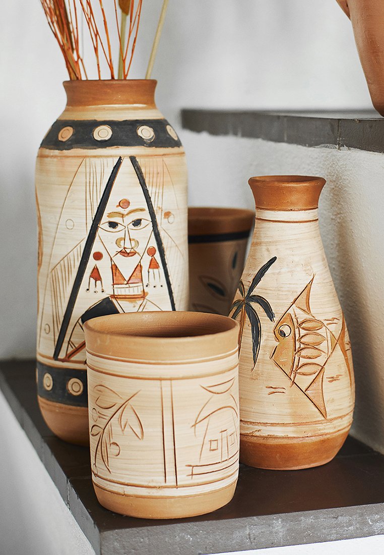 Madam Stoltz HAND PAINTED TERRACOTTA VASE