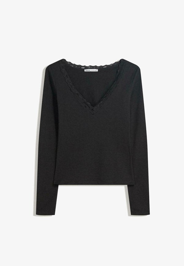 Bershka Long sleeved top - black