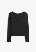 Bershka Long sleeved top - black