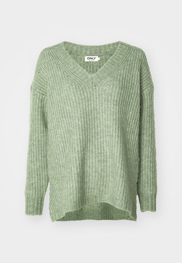 ONLY ONLIDA LIFE LOOSE VNECK - Jumper - hedge green melange