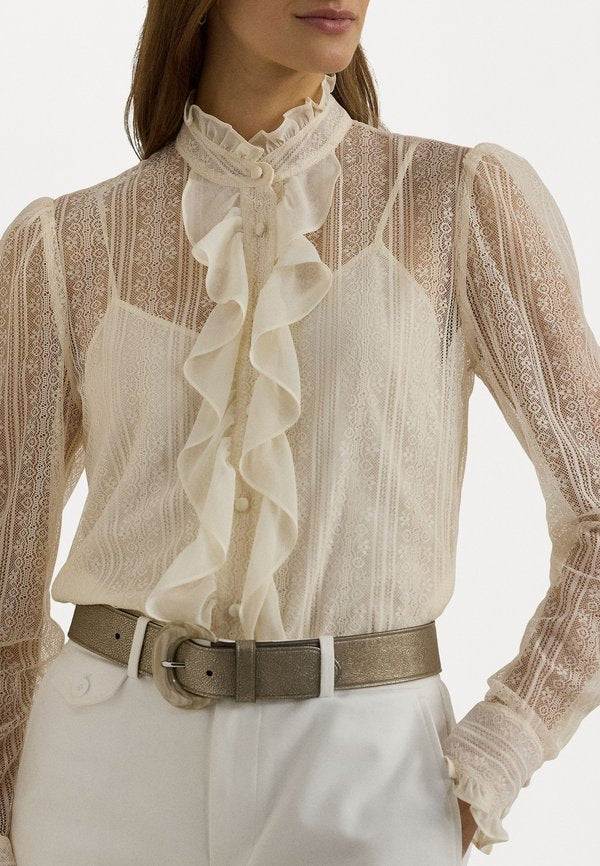 Lauren Ralph Lauren RUFFLE TRIM LACE SHIRT
