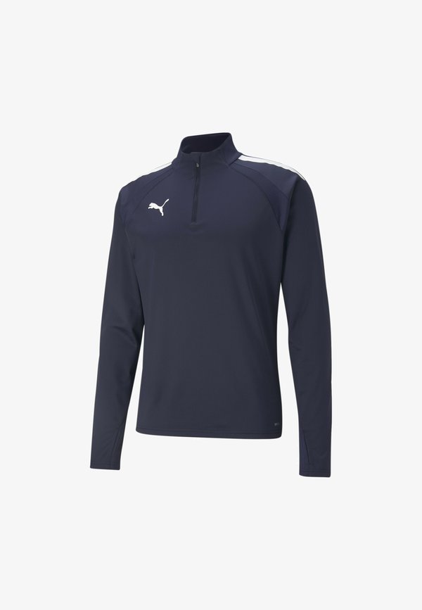 Puma TEAMLIGA ZIP - Long sleeved top - peacoat/white