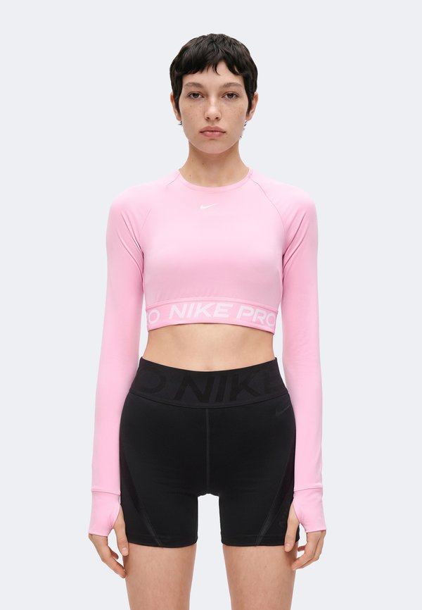 Nike Performance NIKE PRO DF 365 CROP LS - Long sleeved top - pink rise/white