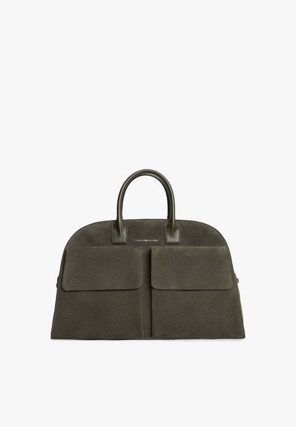 Tommy Hilfiger METAL LOGO SUEDE DUFFEL BAG - Weekend bag - willow green